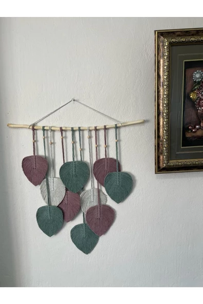 El Yapımı Makrome Yaprak Duvar Dekorasyonu