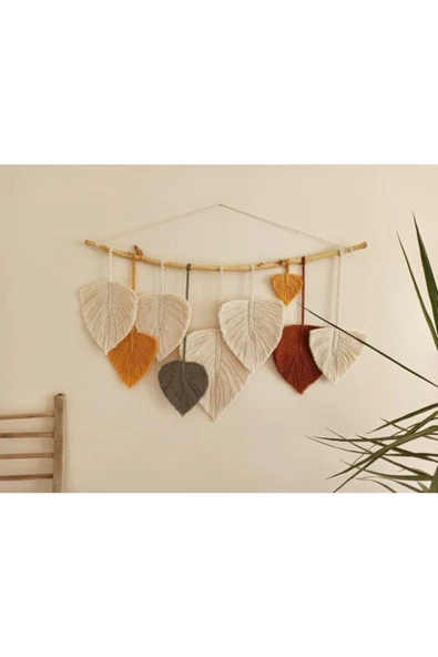 El Yapımı Yaprak Makrome Duvar Dekorasyonu