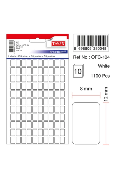 TANEKS OFİS ETİKETİ BEYAZ OFC-104