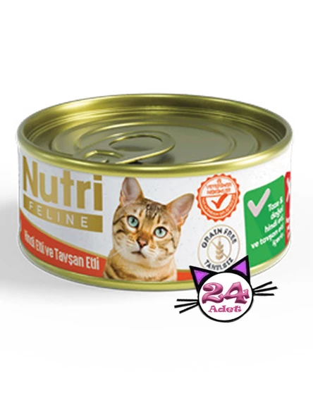 Nutri Feline 85Gr Hindi Etli Tavşan Etli Tahılsız 24Adet Yaş Kedi Maması