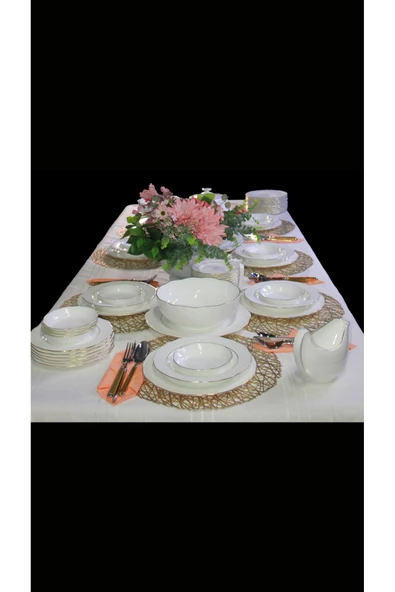 Bone China 90 Parça Porselen Yemek Takımı Pretty Gold  - Retro Dizayn, Zarif Sofralar