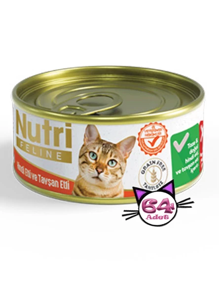 Nutri Feline 85Gr Hindi Etli Tavşan Etli Tahılsız 64Adet Yaş Kedi Maması