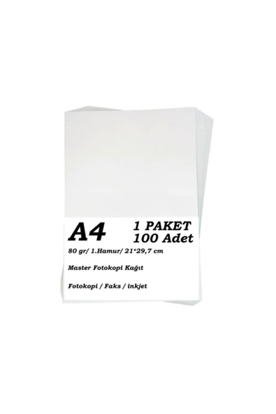 A4 Fotokopi Kağıdı 100'lü Paket 80 Gr.