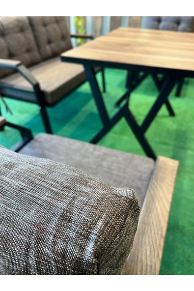 Kavacık 2+2+1+1 + Masa Kahverengi Renk Balkon, Bahçe Mobilyası, Masalı Mutfak Takımı - 3