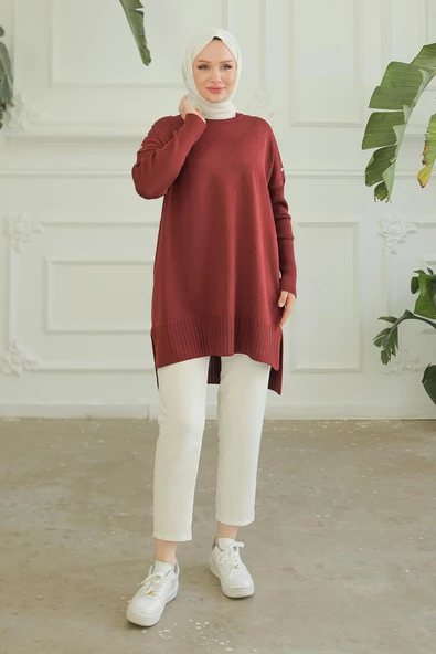 ARMİNE TREND Triko Tunik Bordo 24KTD407