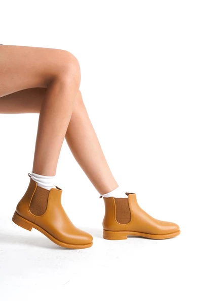 Kadın Düz Taban Yağmur Botu Lastikli Kısa Çizme - Resim 3