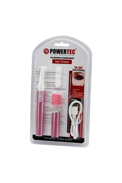 TRADE JAM Powertec Tr-202 Kaş Düzeltici - Şekillendirici Pembe - Usb Şarjlı - Kalem Modeli (4396)