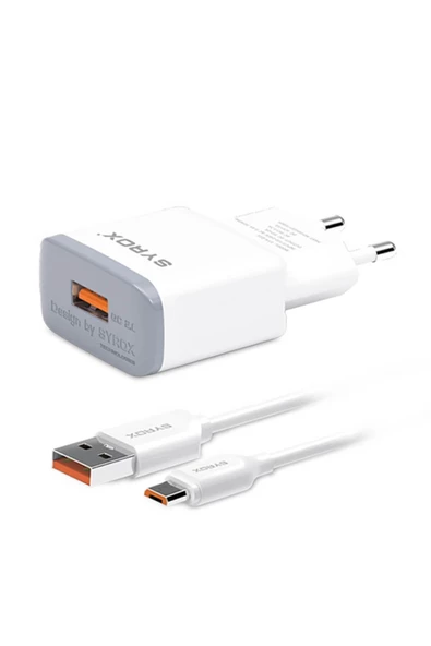 SYROX Micro Usb Hızlı Ev Şarj Aleti 2.0A Q20 Beyaz