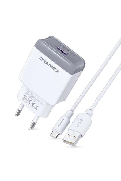 DRAMEX D30T 3.0A Telefon Şarj Aleti Ve 1M Type-C Kablolu Set - Resim 6