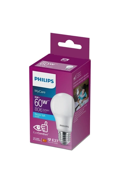 PHİLİPS Phılıps Led 8-60W Ampul 6500K Beyaz Işık