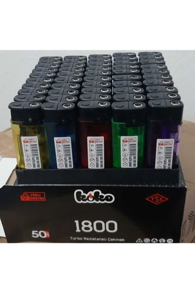 KOKO 1800 Turbo Plastik Çakmak 50 Adet