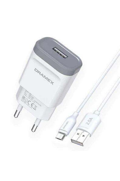 DRAMEX D21M 2.0A Micro Usb Beyaz Renkli Hızlı Şarj Aleti