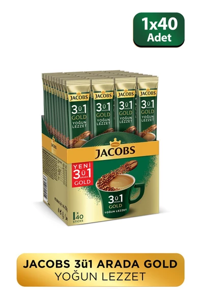 JACOBS 3'Ü 1 Arada Gold Yoğun Lezzet Karışım Kahve 40'Lı Kutu