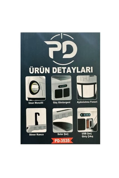 POWERDEX Çift Işıklı Güneş Enerjili Kamp Feneri - 5