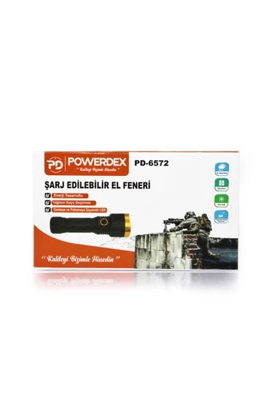 POWERDEX Pd-6572 Su Geçirmez Şarjlı Profesyonel El Feneri