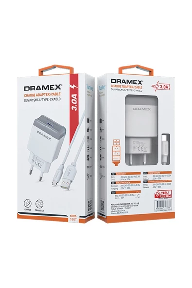 DRAMEX D30T 3.0A Telefon Şarj Aleti Ve 1M Type-C Kablolu Set - Resim 8
