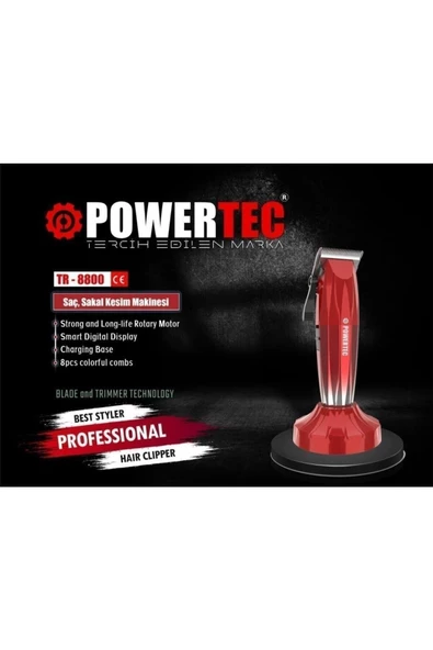 Powertec TR-8800 Profesyonel Saç Tıraş Makinesi - Kablosuz ve Yüksek Performans