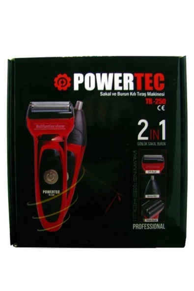 Powertec TR250 Sakal Traş Makinesi - İkisi Bir Arada Sakal ve Burun Kılı Alma