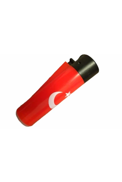 RENKYAPI Taşlı Çakmak Clipper Flamagas Doldurabilir Ay Yıldızlı Plastik Kırmızı