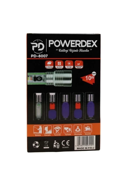 POWERDEX Pd-8007 Su Geçirmez Şarjlı Profesyonel El Feneri - 3
