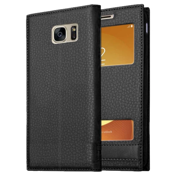 Samsung Galaxy S7 Uyumlu Pencereli Kapaklı Magnum Kılıf ürün görseli 1