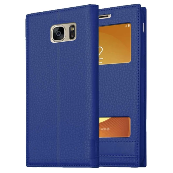 Samsung Galaxy S7 Uyumlu Pencereli Kapaklı Magnum Kılıf - Resim 8