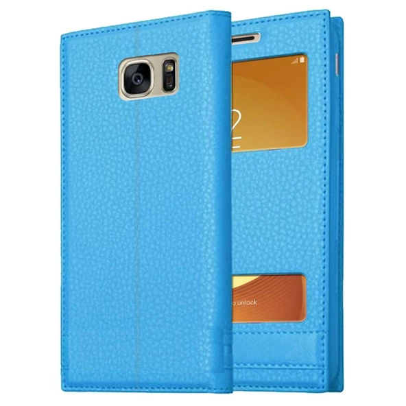 Samsung Galaxy S7 Uyumlu Pencereli Kapaklı Magnum Kılıf - Resim 6