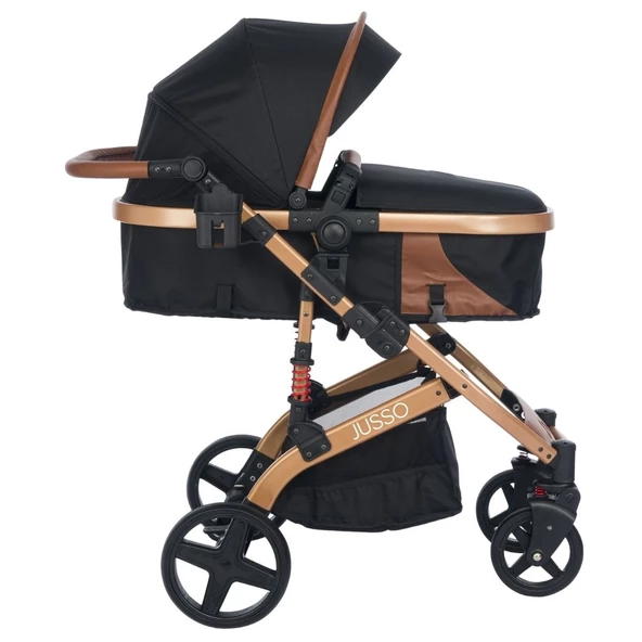 VaVbaby EliteCruise Travel Sistem Lüks Bebek Arabası Konforlu Seyahat Sistem Puset Katlanabilir Siyah Gold - 6