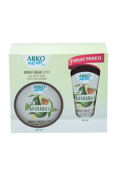 ARKO Nem Değerli Yağlar Avokado Yağlı Nemlendirici Krem 250 Ml & 60 Ml