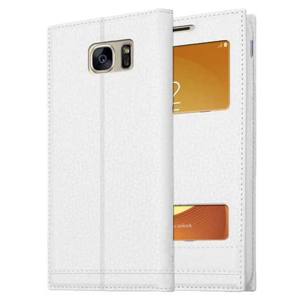 Samsung Galaxy S7 Uyumlu Pencereli Kapaklı Magnum Kılıf - Resim 7