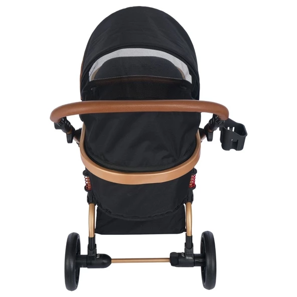 VaVbaby EliteCruise Travel Sistem Lüks Bebek Arabası Konforlu Seyahat Sistem Puset Katlanabilir Siyah Gold - 5