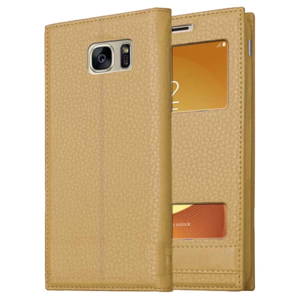 Samsung Galaxy S7 Uyumlu Pencereli Kapaklı Magnum Kılıf - Resim 5