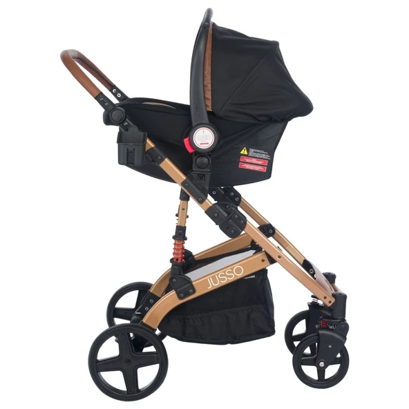 VaVbaby EliteCruise Travel Sistem Lüks Bebek Arabası Konforlu Seyahat Sistem Puset Katlanabilir Siyah Gold - 4