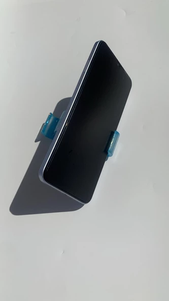 Gökyüzü Mavi Ve Okyanus Mavi Renkli Gümüş Pullu Bıyık Şekil Epoksi Telefon Tutacağı Hediyelik - 8