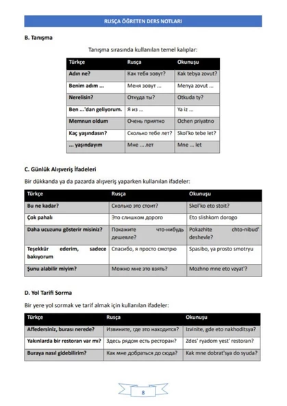 Rusça Öğreten Ders NOTLARI - Resim 3