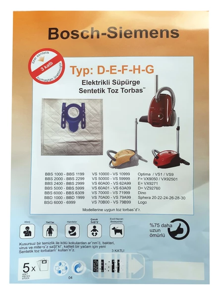 Bosch Uyumlu BBS 2000 Toz Torbası Bez 5 adet - Resim 2