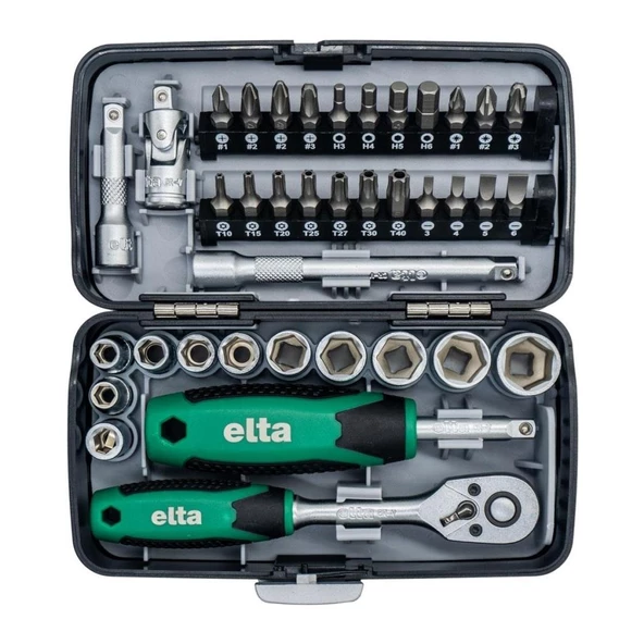 Elta 1/4" Altıköşe Cırcırlı Lokma Anahtar ve Bits Uç Seti 38 Parça - 2