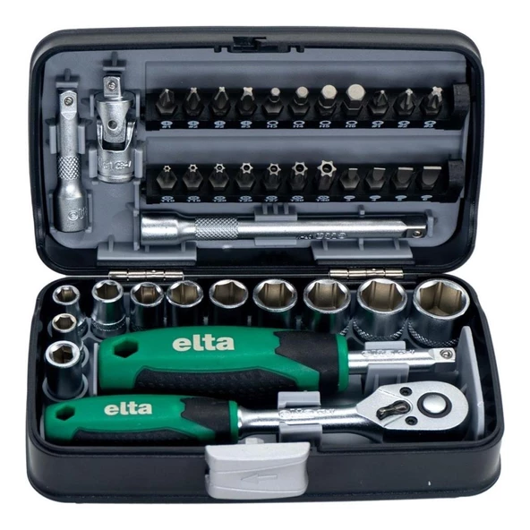 Elta 1/4" Altıköşe Cırcırlı Lokma Anahtar ve Bits Uç Seti 38 Parça - 4