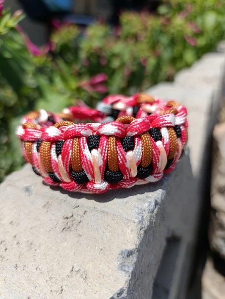 SELANOGLUDESİGN - Koyu renk ağırlıklı paracord bileklik- Ayarlanabilir tasarım - 4