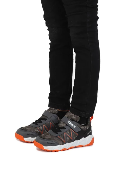Skuaıter 048 Füme-Oranj Erkek Çocuk Kışlık Spor Ayakkabı - Resim 2