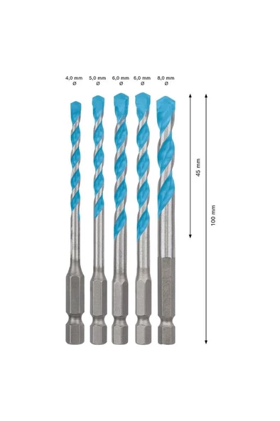 Bosch EXP HEX9 MC Bits Girişli Çok Amaçlı Matkap Ucu 5'li Set - 2608900585 - 3