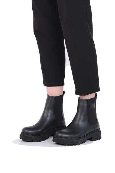 Mp 242-2206Zn Siyah Kadın Kışlık Düz Bot Ayakkabı - Resim 2