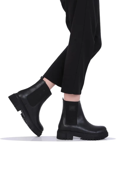 Mp 242-2206Zn Siyah Kadın Kışlık Düz Bot Ayakkabı ürün görseli 1