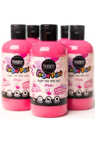 Mammacomica Dough Yıkanabilir Parmak Boyası - Pink 250ml - 2