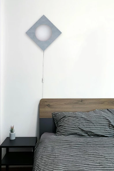 D-light Kare Aplik Fişli Gri