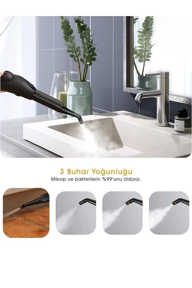 Pirantech CB-107C Çok Fonksiyonlu Buharlı Temizlik Makinası Beyaz- Buharlı Temizleyici - 7