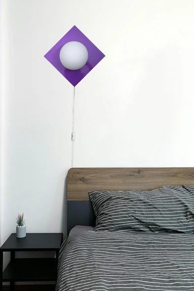 D-light Kare Aplik Fişli Eflatun