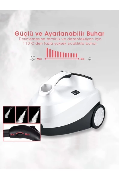 Pirantech CB-107C Çok Fonksiyonlu Buharlı Temizlik Makinası Beyaz- Buharlı Temizleyici - 3