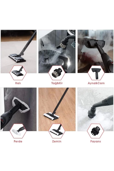 Pirantech CB-107C Çok Fonksiyonlu Buharlı Temizlik Makinası Beyaz- Buharlı Temizleyici - 6
