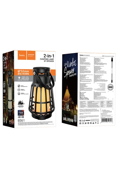 Hoco BS61 Bluetooth Özellikli Kablosuz Hoparlör Detaylı Uzun Batarya Ömürlü Kamp Lambası - Resim 10